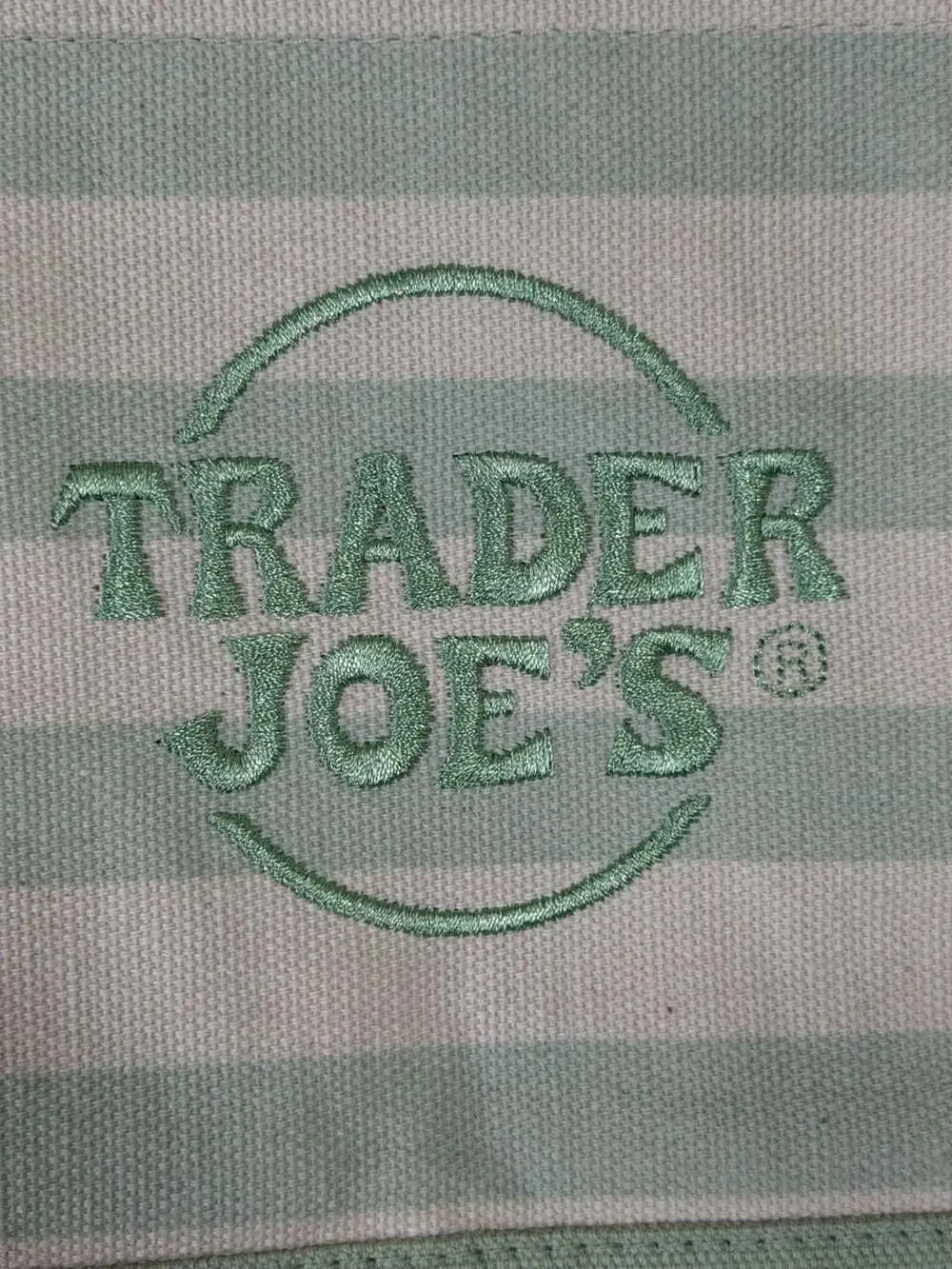 Trader Joe's Striped Mini Canvas Tote Bag in Pastel Green